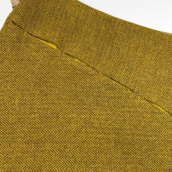 Max Mara Olive Green Tweed Alpaca Virgin Wool Skirt Front Slit + Silk Lining - Picture 4 of 8